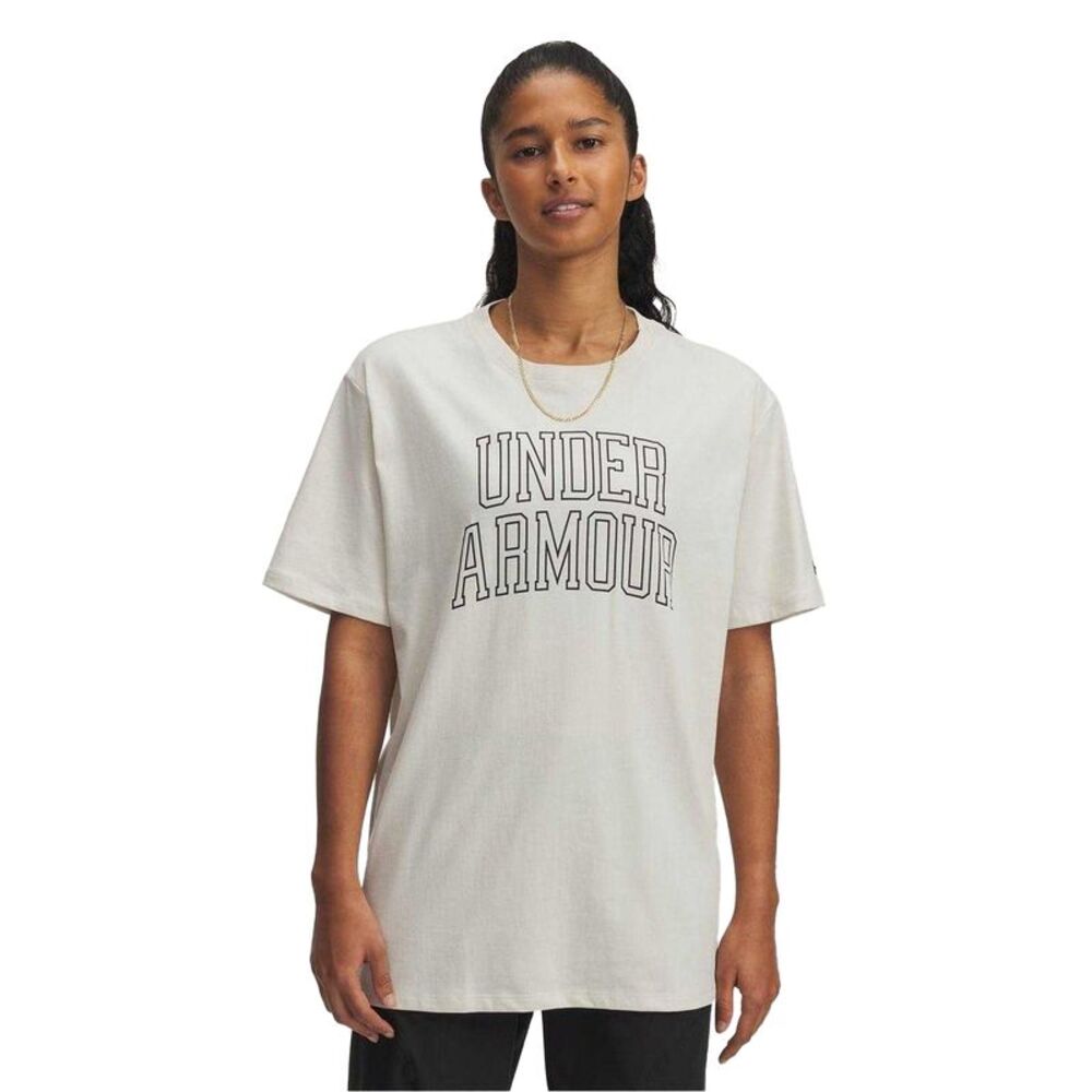 Under Armour Womens/Ladies Campus UA Rival Wordmark Relaxed Fit T-Shirt / White